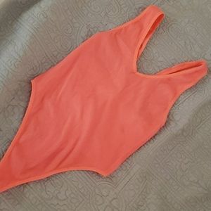 Neon orange fashion nova onesie thong top